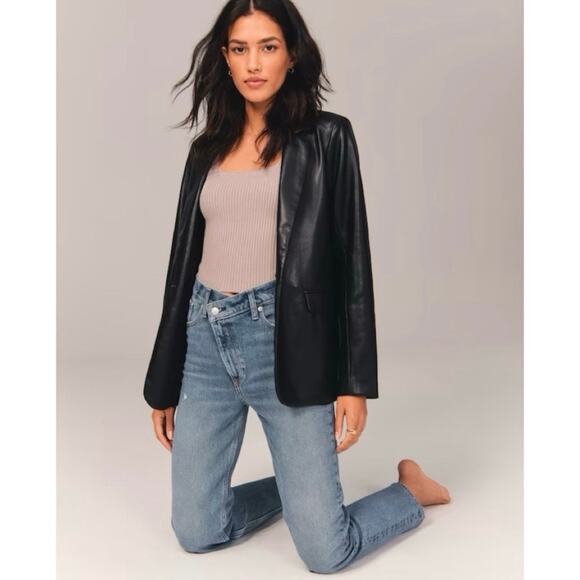 Abercrombie & Fitch 25 / 0 S Curve Love The Dad High Rise Jeans Crossover Waist - Picture 1 of 6